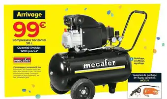 Castorama Compresseur Horizontal 8 Bar Mecafer offre