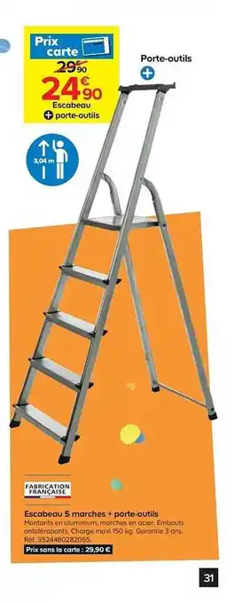 Castorama Escabeau 5 Marches + Porte-outils offre