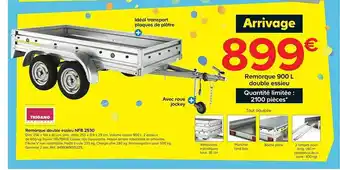 Castorama Remorque Double Essieu Nfb 2530 Trigano offre