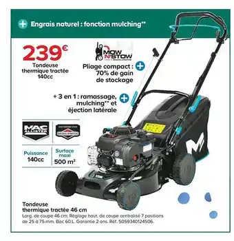 Castorama Tondeuse Thermique Tractée 46 Cm Mac Allister offre