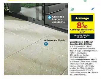Castorama Carrelage Sol Extérieur Castillon 30 X 60,3 Cm offre