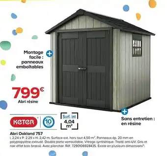 Castorama Abri Oakland 757 Keter offre