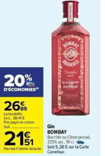 Carrefour Gin BOMBAY offre