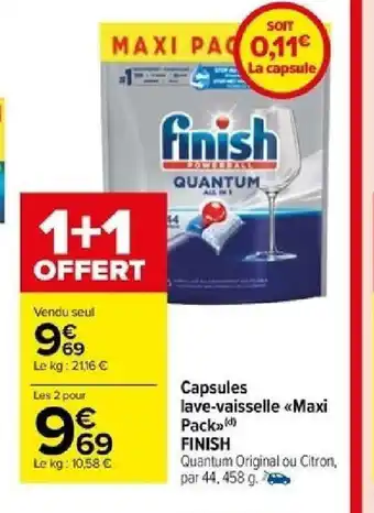 Carrefour Capsules lave-vaisselle Maxi Pack(d) FINISH offre