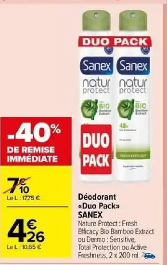 Carrefour Déodorant Duo Pack SANEX offre