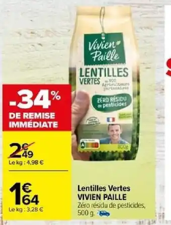 Carrefour Lentilles Vertes VIVIEN PAILLE offre