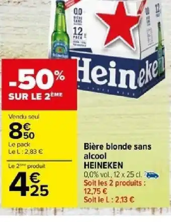 Carrefour Bière blonde sans alcool HEINEKEN offre