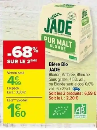 Carrefour Bière Bio JADE offre
