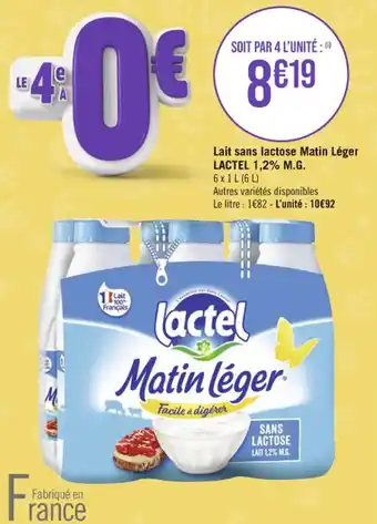 Lait sans lactose Matin Léger LACTEL 1,2% M.G.