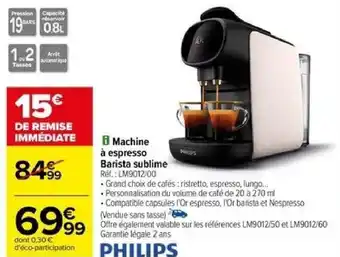 i Machine à espresso Barista sublime Réf. : LM9012/00