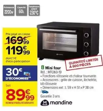 Carrefour i Mini four Réf.: MTO60-19 offre