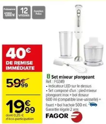 Carrefour Set mixeur plongeant Rét:FG349 offre