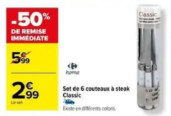 Carrefour Set de 6 couteaux à steak Classic offre