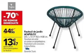 Carrefour Fauteuil de jardin ACAPULCO offre