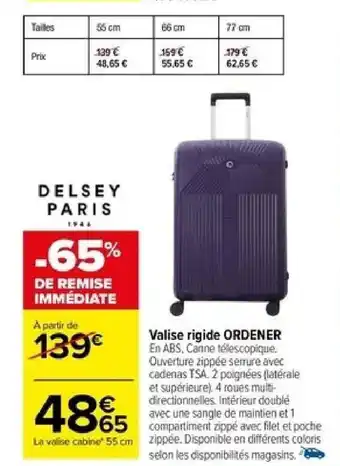 Carrefour Valise rigide ORDENER offre