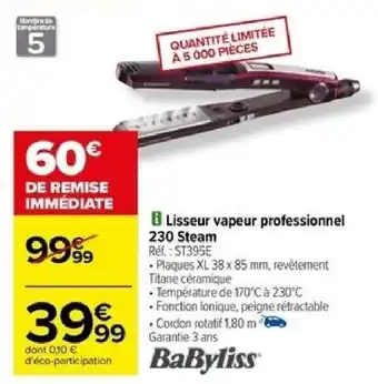 Carrefour Lisseur vapeur professionnel 230 Steam offre