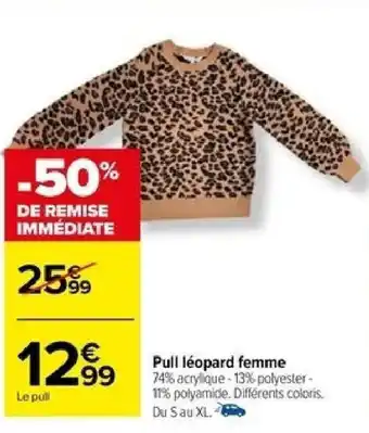 Carrefour Pull léopard femme offre
