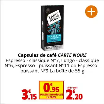 Coccinelle Express Capsules de café CARTE NOIRE offre
