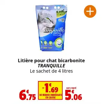 Coccimarket Litière pour chat bicarbonite TRANQUILLE Le sachet de 4 litres offre