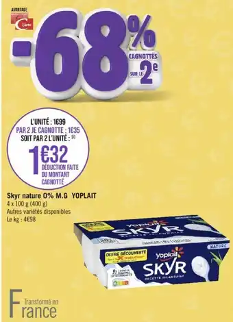 Géant Casino Skyr nature 0% M.G YOPLAIT offre