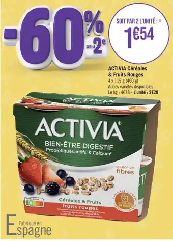 Géant Casino ACTIVIA Céréales & Fruits Rouges offre