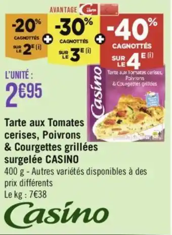 Géant Casino Tarte aux Tomates cerises, Poivrons & Courgettes grillées surgelée CASINO s offre
