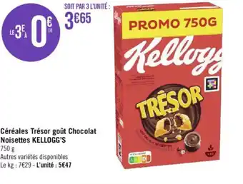 Géant Casino Céréales Trésor goût Chocolat Noisettes KELLOGG'S 750 g offre