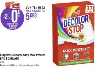Géant Casino Lingettes Décolor Stop Max Protect EAU ÉCARLATE offre