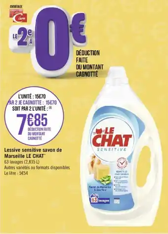 Géant Casino Lessive sensitive savon de Marseille LE CHAT offre