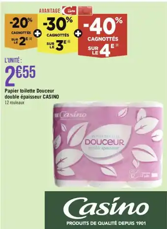 Papier toilette Douceur double épaisseur CASINO 12 rouleaux