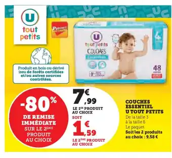 Super U COUCHES ESSENTIEL U TOUT PETITS offre