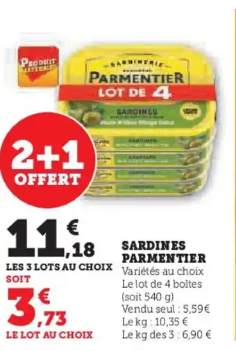 Super U SARDINES PARMENTIER offre