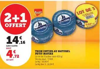 Super U THON ENTIER AU NATUREL PETIT NAVIRE offre