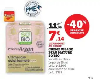 Super U CREME VISAGE Peaux matures PEAU MATURE offre