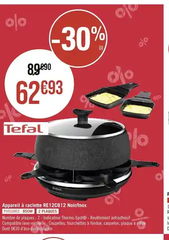 Casino Supermarchés Appareil à raclette RE12C812 Noir/Inox offre