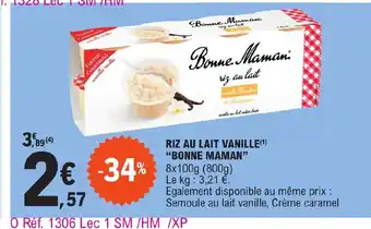 E.Leclerc RIZ AU LAIT VANILLE BONNE MAMAN" offre