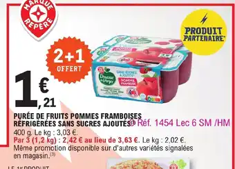 E.Leclerc PURÉE DE FRUITS POMMES FRAMBOISES offre