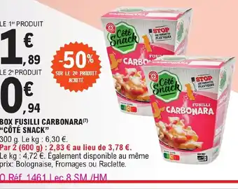 E.Leclerc BOX FUSILLI CARBONARA CÔTÉ SNACK" offre