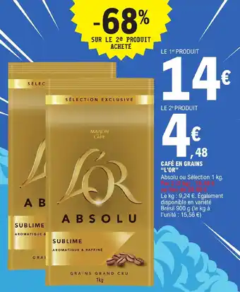 E.Leclerc CAFÉ EN GRAINS "L'OR" offre