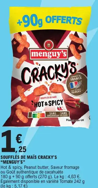 E.Leclerc SOUFFLÉS DE MAÏS CRACKY'S "MENGUY'S" offre