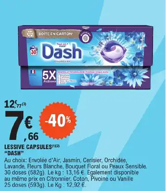 E.Leclerc LESSIVE CAPSULES(¹)(²) "DASH" offre