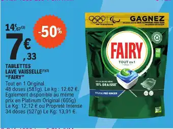 E.Leclerc TABLETTES LAVE VAISSELLE(1)(²) "FAIRY" offre