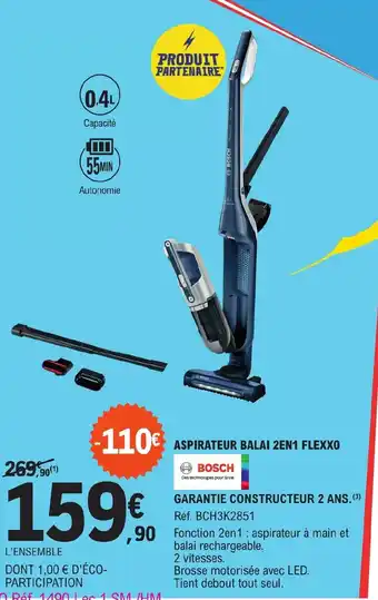 E.Leclerc ASPIRATEUR BALAI 2EN1 FLEXXO offre
