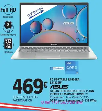 E.Leclerc PC PORTABLE R1500EA-EJ4334W offre