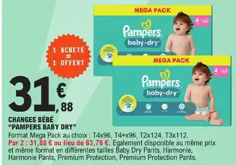 E.Leclerc CHANGES BÉBÉ "PAMPERS BABY DRY" offre