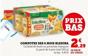 Super U COMPOTES DES 6 MOIS BLEDINA offre