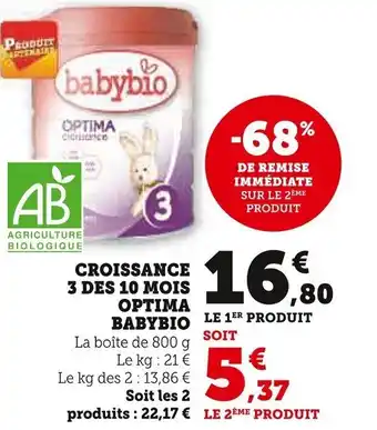 CROISSANCE 3 DES 10 MOIS OPTIMA BABYBIO