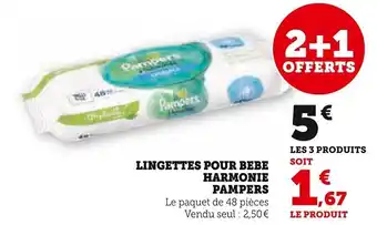 Super U LINGETTES POUR BEBE HARMONIE PAMPERS offre