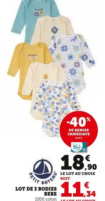 Super U LOT DE 3 BODIES BEBE offre