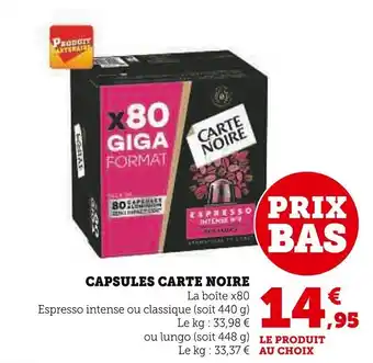 Super U CAPSULES CARTE NOIRE offre